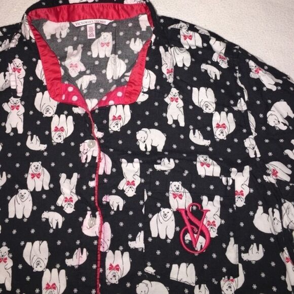 Victoria’s Secret Dreamer Flannel Palas Bear pajama jacket top ONLY - Picture 4 of 10